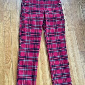 Autres Filles Red Tartan Plaid Pants Size S Gold Buttons